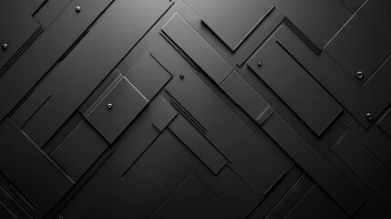 Aufkleber - abstract black geometric pattern with layered shapes and metallic accents, creating a modern and sle