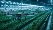 © Atmospheric stock - Futuristic drone monitoring in high-tech greenhouse for efficient agriculture