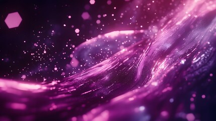 Poster - Elegant glowing purple ribbons weaving through a dar AI generated illustration