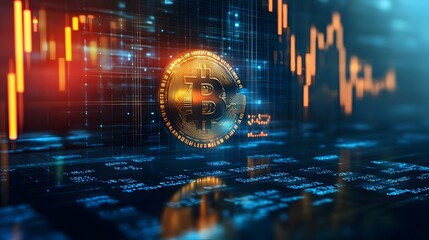 Bitcoin blockchain cryptocurrency mining technology,  digital background, symbolizing wealth and future investments and finance