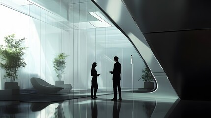 Poster - Futuristic corporate environment with minimalistic d fbbb AI generated illustration