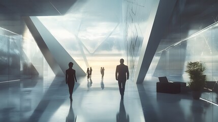 Poster - Futuristic corporate environment with minimalistic d fbbb AI generated illustration