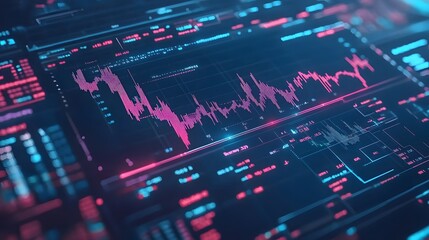 Poster - Futuristic stock market display with glowing data po AI generated illustration