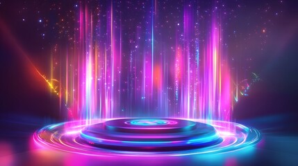 Poster - Futuristic virtual environment featuring a luminous AI generated illustration