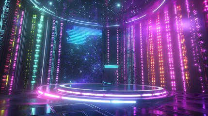 Poster - Futuristic virtual environment featuring a luminous AI generated illustration