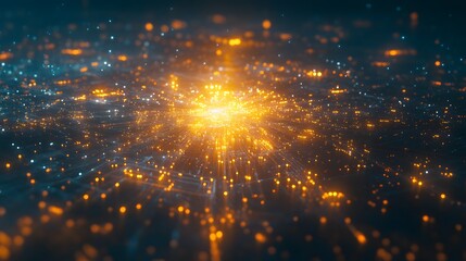 Poster - High energy futuristic chip with glowing connections AI generated illustration