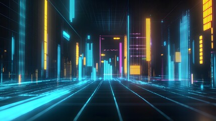 Poster - High resolution digital analytics background with gl AI generated illustration