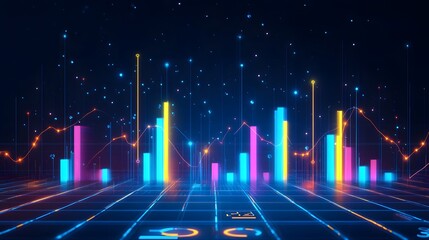 Poster - High resolution digital analytics background with gl AI generated illustration