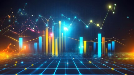 Poster - High resolution digital analytics background with gl AI generated illustration