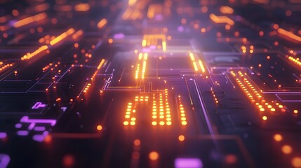 Poster - High tech energy hub glowing with radiant orange and AI generated illustration