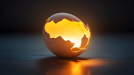 Poster - Innovation breakthrough cracked egg with golden ligh AI generated illustration