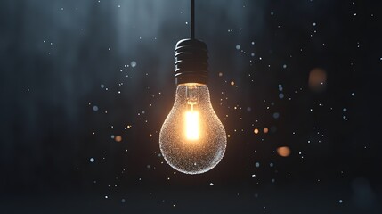 Poster - Innovation concept glowing lightbulb suspended in mi AI generated illustration