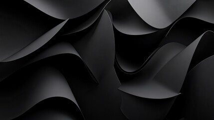 Aufkleber - abstract texture featuring waves of smooth, black material creating a modern, artistic look.