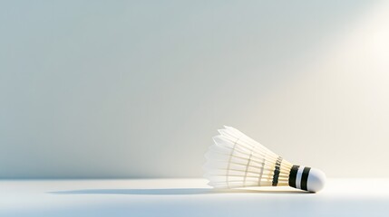 Fototapete - Minimalist badminton shuttlecock placed on a clean w AI generated illustration