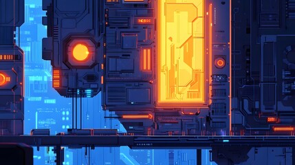 Poster - Minimalist digital motherboard design with clean lin AI generated illustration
