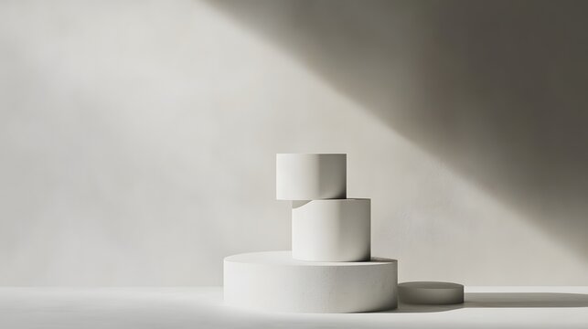 Minimalist design showcasing stacked white cylindric AI generated illustration