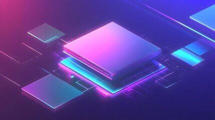 Poster - Modern abstract design of a radiant microchip with n AI generated illustration
