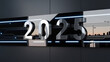 © Tianra - Futuristic, metallic 2025 signboard