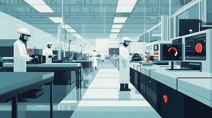 Poster - Modern manufacturing facility with automated machine AI generated illustration