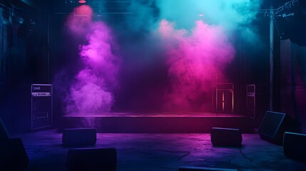 Poster - Moody performance stage with a smoky environment col adeb AI generated illustration