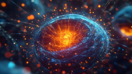Fototapete - Neural network circuitry glowing with vibrant light AI generated illustration