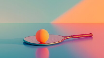 Poster - Pickleball paddle and ball isolated on a flat clean AI generated illustration