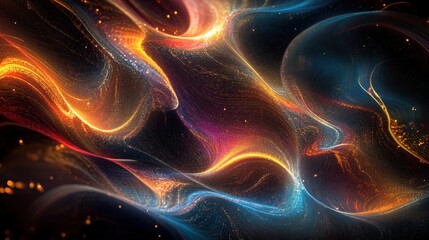 Poster - Vibrant Abstract Light Waves with Dynamic Colorful Energy Flow