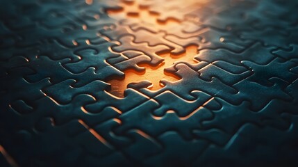 Poster - Problem solving a jigsaw puzzle with one missing pie AI generated illustration