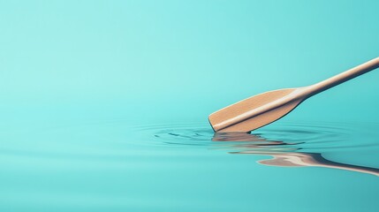 Poster - Rowing oar dipping into still water isolated on a gr AI generated illustration