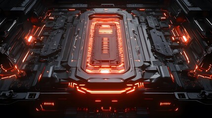 Poster - Sci fi digital core with glowing pathways surrounded AI generated illustration