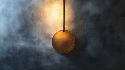 Poster - Single reflective medal hanging on a plain wall soft AI generated illustration