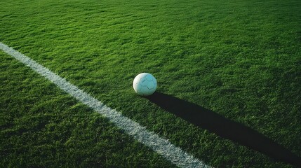 Fototapete - Single soccer ball on a pristine grass field with cl AI generated illustration