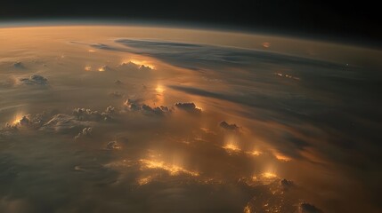 Poster - Stunning space view of earths curvature with a glowi AI generated illustration
