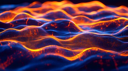 Poster - Surreal abstract composition of glowing lines in war AI generated illustration