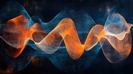 Poster - Surreal abstract composition of glowing lines in war AI generated illustration