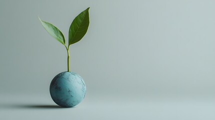 Poster - Sustainability small globe sprouting a green leaf st AI generated illustration