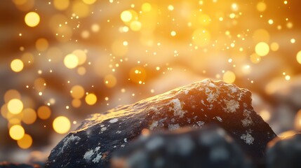Poster - Textured rock foreground under soft light contrasted AI generated illustration