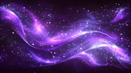Poster - Violet glowing waves moving rhythmically across a da AI generated illustration