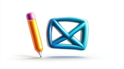 Poster - Hand-drawn email icon on a white background, symbolizing professional correspondence.