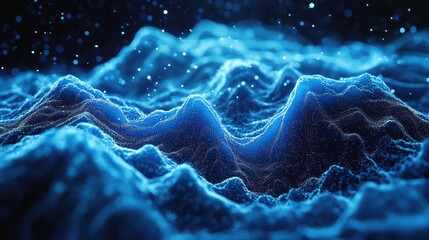 Wall Mural - The image is a blue wave with a lot of white specks