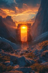 Canvas Print - a mountain range with a large hole in the middle