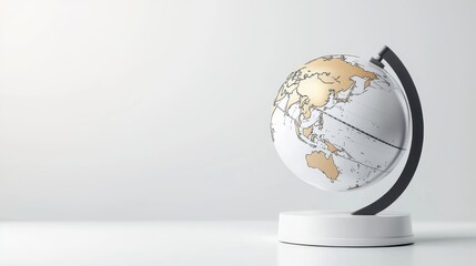 Poster - Minimalist hand-drawn globe, symbolizing global markets on a white background.