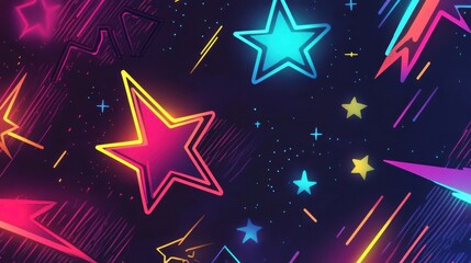 Wall Mural - Dynamic wallpaper with bold patterns and glowing lights on a vivid backdrop