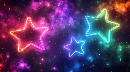 Neon star wallpaper showcasing glowing stars with soft halos in a dark backdrop