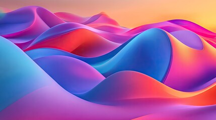 Poster - Colorful abstract waves in vibrant hues of pink, blue, and purple create a mesmerizing visual experience.