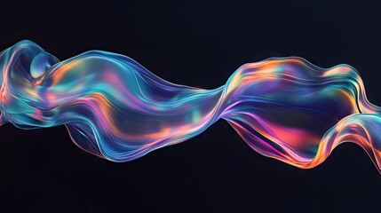 Poster - Abstract fluid wave pattern in vibrant colors against a dark background.