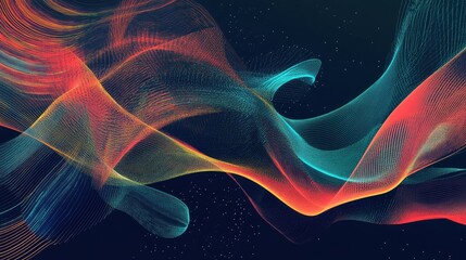 Aufkleber - Abstract digital waves in vibrant colors create a dynamic visual experience.