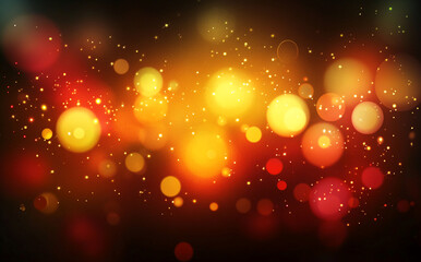 Poster - Colorful light bokeh creating a vibrant atmosphere for celebrations or events in a dark setting