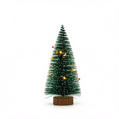 Wall Mural - A festive miniature Christmas tree with colorful ornaments and warm lights