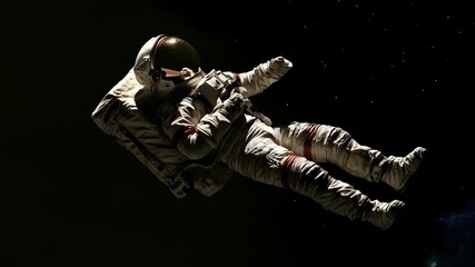 Wall Mural - Astronaut in spacesuit floating in outer space. Space exploration and travel concept. Science mission and research. Aerospace industry and education